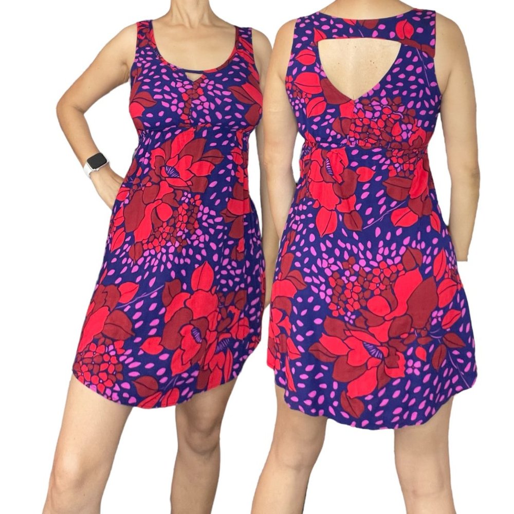 dELiA*s Womens Mini Dress Medium M Purple Red Elastic Waist Sleeveless